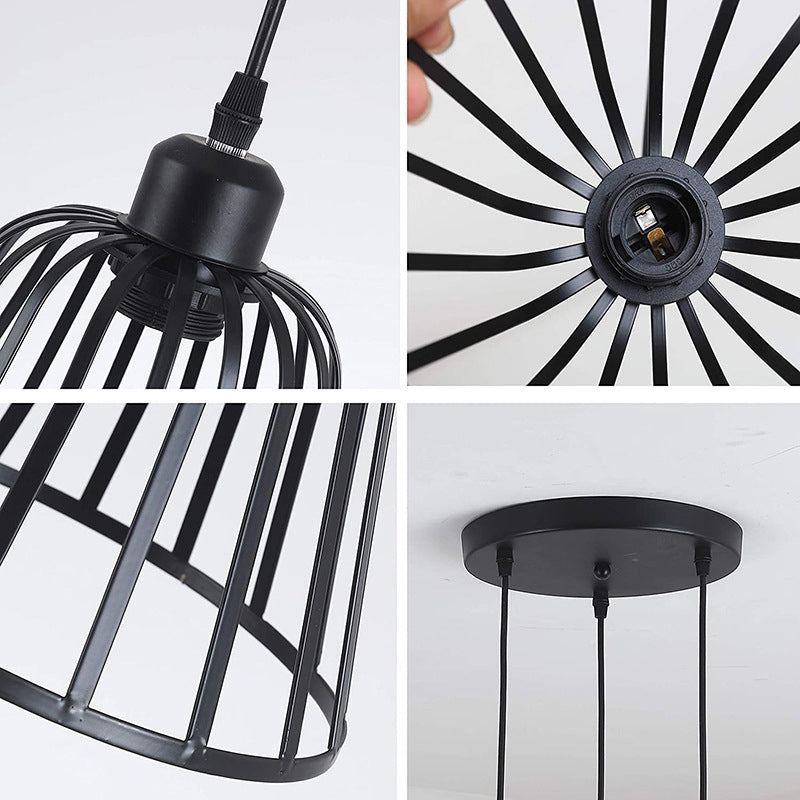 Black Metal Pendant Light Light Indsutrial Retro Bol Bowl Cage suspendue lampe pour le restaurant