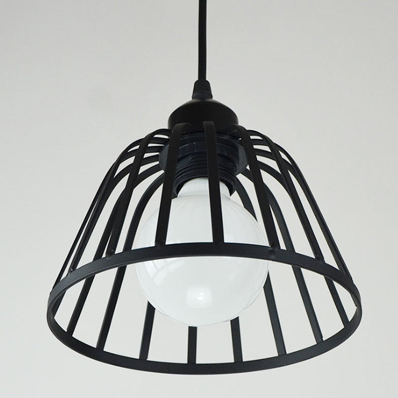 Black Metal Pendant Light Light Indsutrial Retro Bol Bowl Cage suspendue lampe pour le restaurant