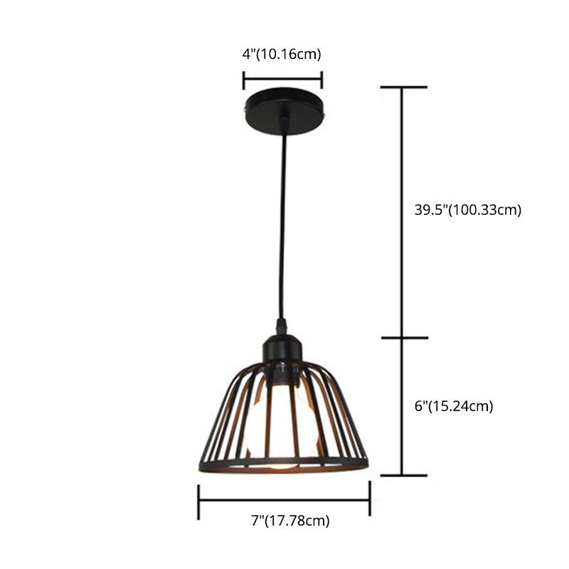 Black Metal Pendant Light Light Indsutrial Retro Bol Bowl Cage suspendue lampe pour le restaurant