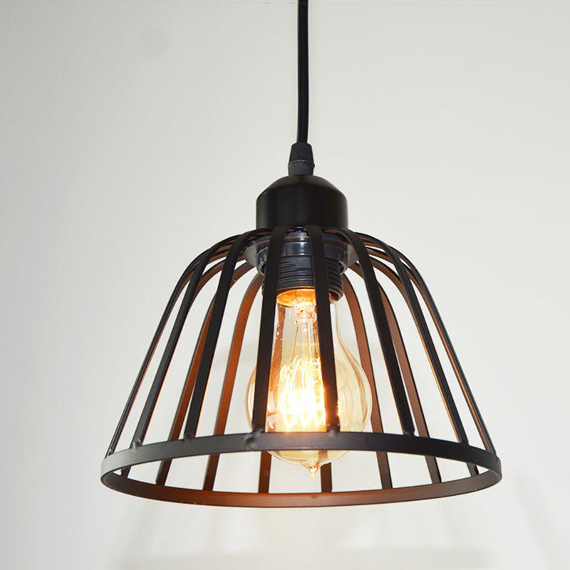 Black metalen hanger licht indsutriale retro kom draad kooi hangende lamp voor restaurant