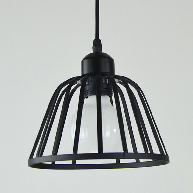 Black metalen hanger licht indsutriale retro kom draad kooi hangende lamp voor restaurant