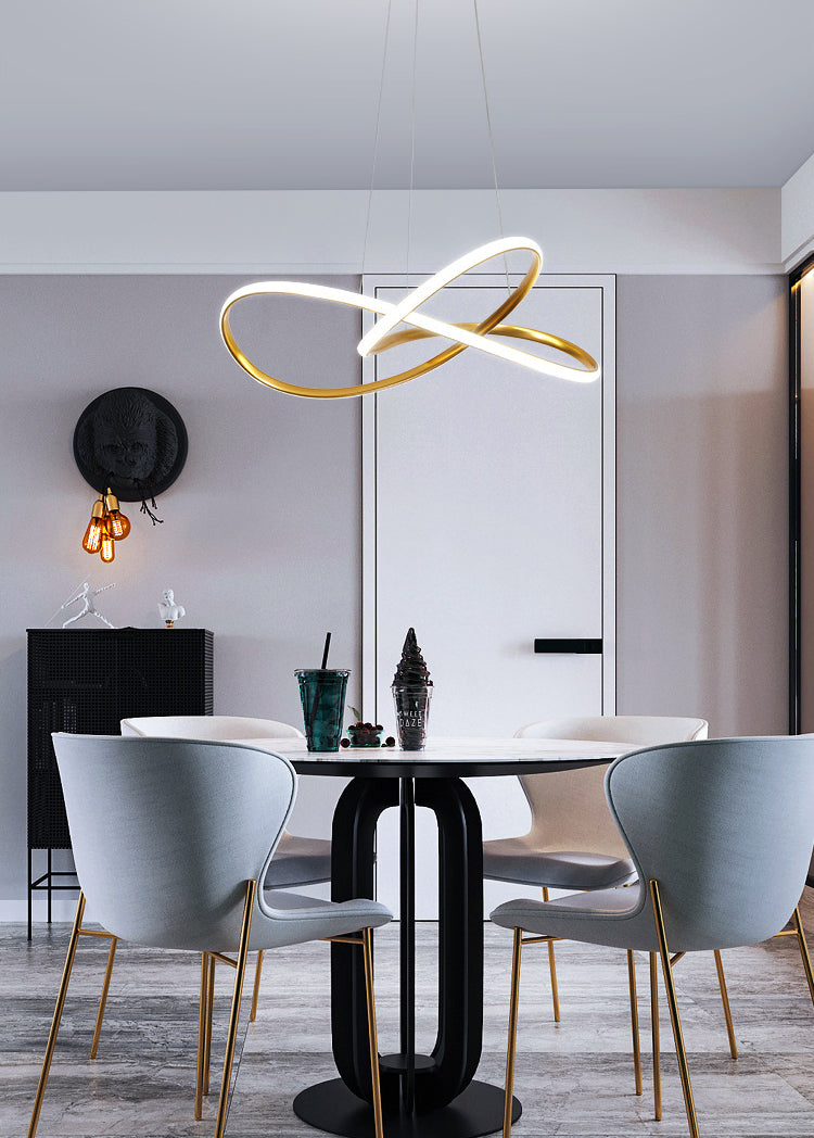 Chandelier linéaire minimaliste moderne Light Metal Metal Spiral LED Plafond Chandelier pour le salon