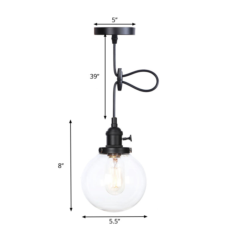 Orbita illuminazione appesa agricola ambra/vetro trasparente 1 lampadario a sospensione con cavo regolabile con finitura nera/bronzo/ottone