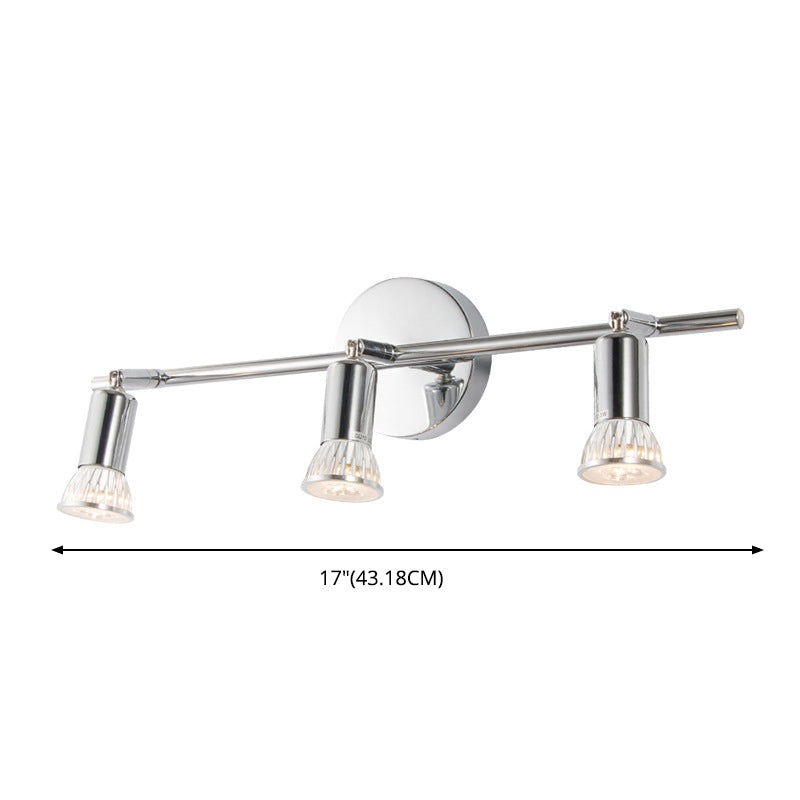 Luz de espejo LED ajustable de 3 luces Simplicidad estilo acero inoxidable Luz de tocador cilíndrico en cromo