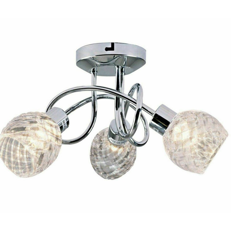 Chrome 3 Light Ceiling Lighting Modern Prismatic Clear Glass Semi Flush Mount Light for Living Room