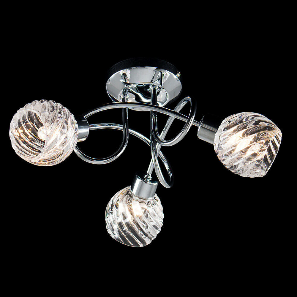 Chrome 3 Light Ceiling Lighting Modern Prismatic Clear Glass Semi Flush Mount Light for Living Room