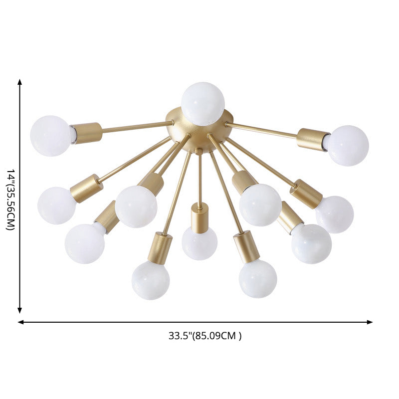 Industrielle Sputnik Decke montiertes Licht 12-Licht-Metall-Halbblüte-Leuchte für Wohnzimmer