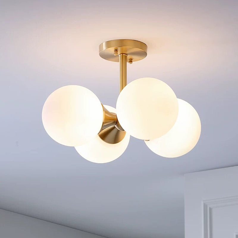 4 lichte bolvormige schaduw spoeling verlichting moderne opaalglas semi -spoelbevestiging voor slaapkamer