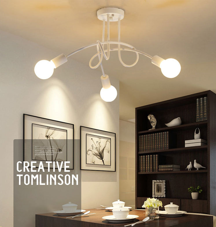 Shadeless Ceiling Light Fixture Industrial Metal Semi Flush Mount Lighting for Bedroom