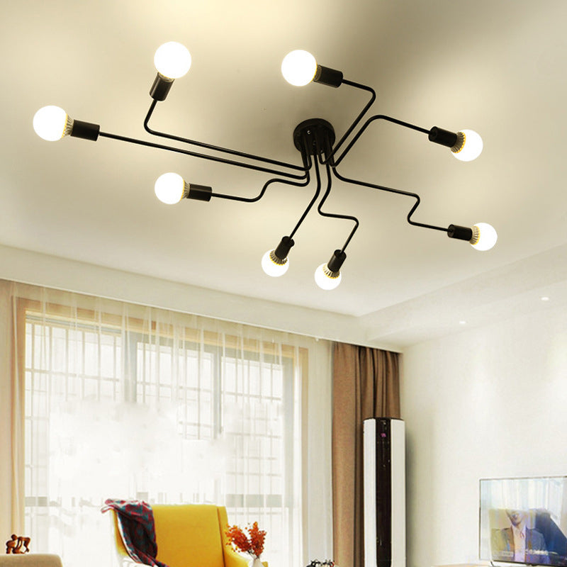 Black Gun Semi Flush Ceiling Light Industrial Iron Living Room Close to Ceiling Light