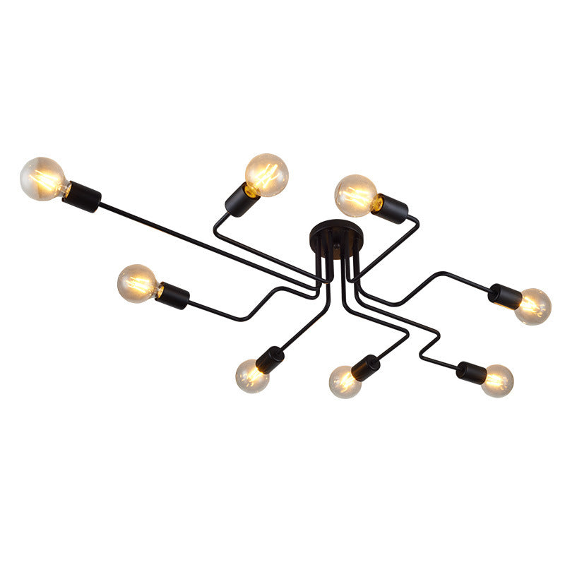 Black Gun Semi Flush Ceiling Light Industrial Iron Living Room Close to Ceiling Light