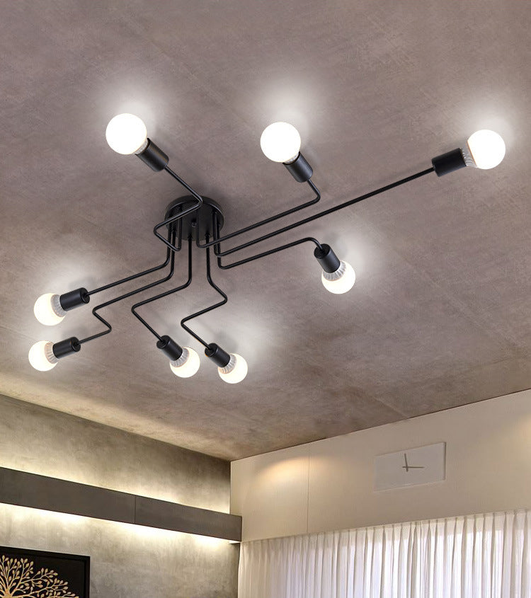 Black Gun Semi Flush Ceiling Light Industrial Iron Living Room Close to Ceiling Light