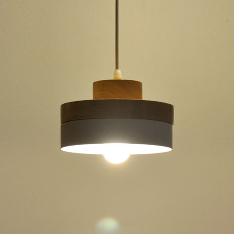 Lámpara colgante de madera de estilo japonés colgante de suspensión de tono de tono de metal para cocina
