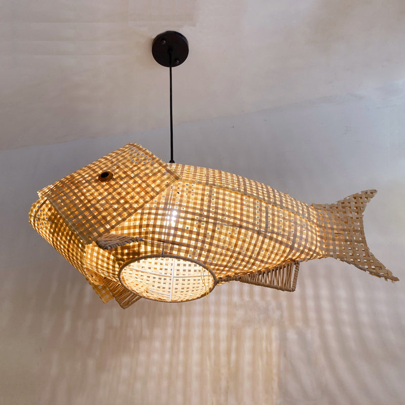 Bamboo Fish Shape Kit de lampe suspendue Contemporain Style beige suspendu pendant