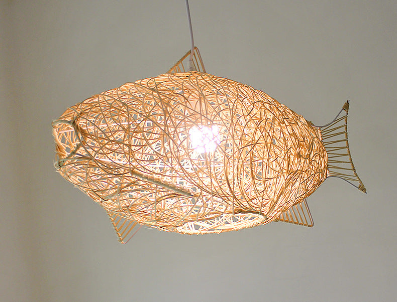 Bamboo Fish Shape Kit de lampe suspendue Contemporain Style beige suspendu pendant