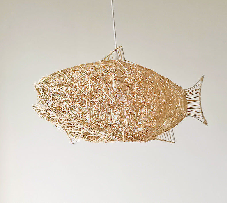 Bamboo Fish Shape Kit de lampe suspendue Contemporain Style beige suspendu pendant