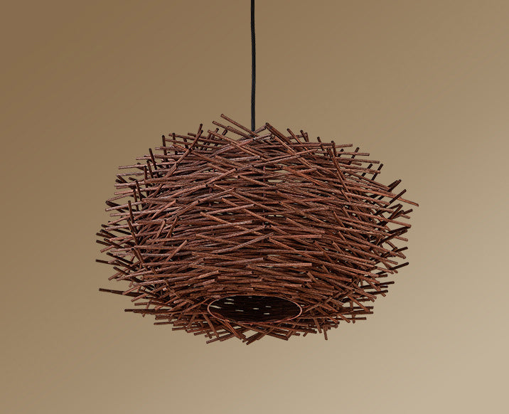 Asia Style Bird Nest Light Aymating Wood Dinning Room Pendant Lighting Ayémorrat