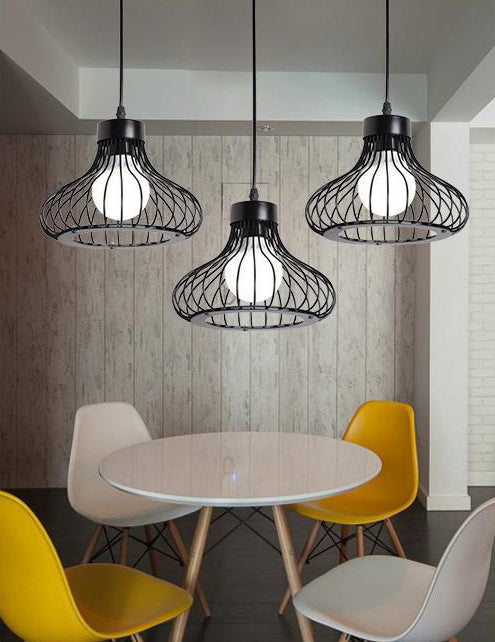 Vintage Bird Cage Pendant Light Industrial Style Pendant Light Fixtures for Restaurant