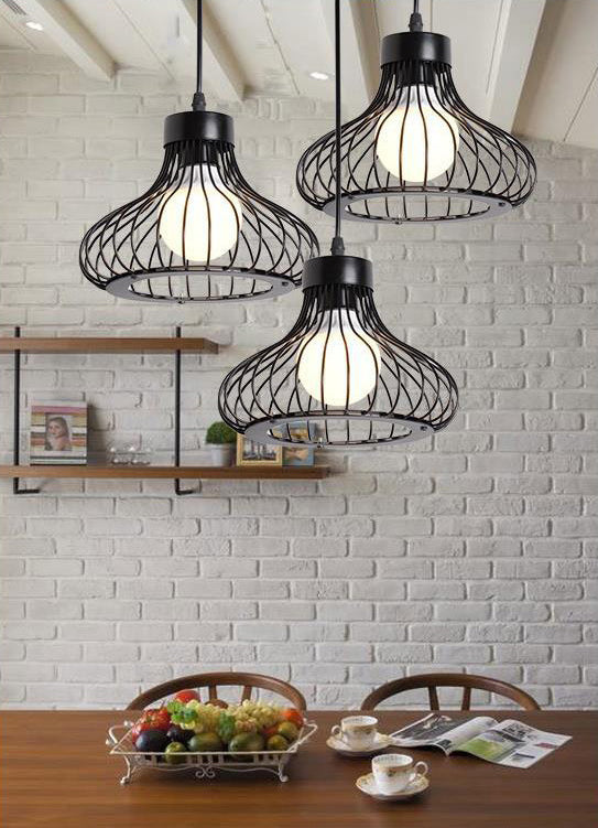 Vintage Bird Cage Pendant Light Industrial Style Pendant Light Fixtures for Restaurant