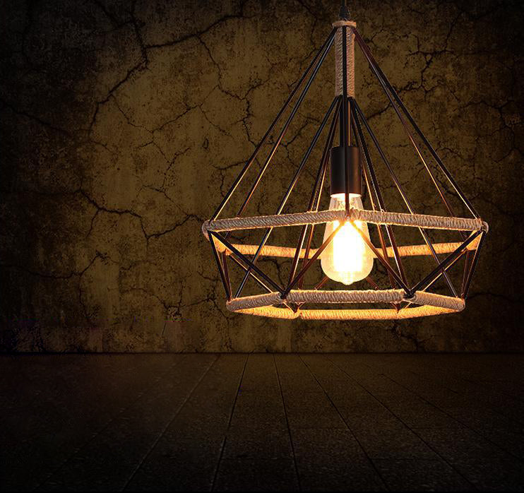 Rope Diamond Pendant Lightture Aymage Industrial Restaurant Pendant Pendant Light Kit en beige