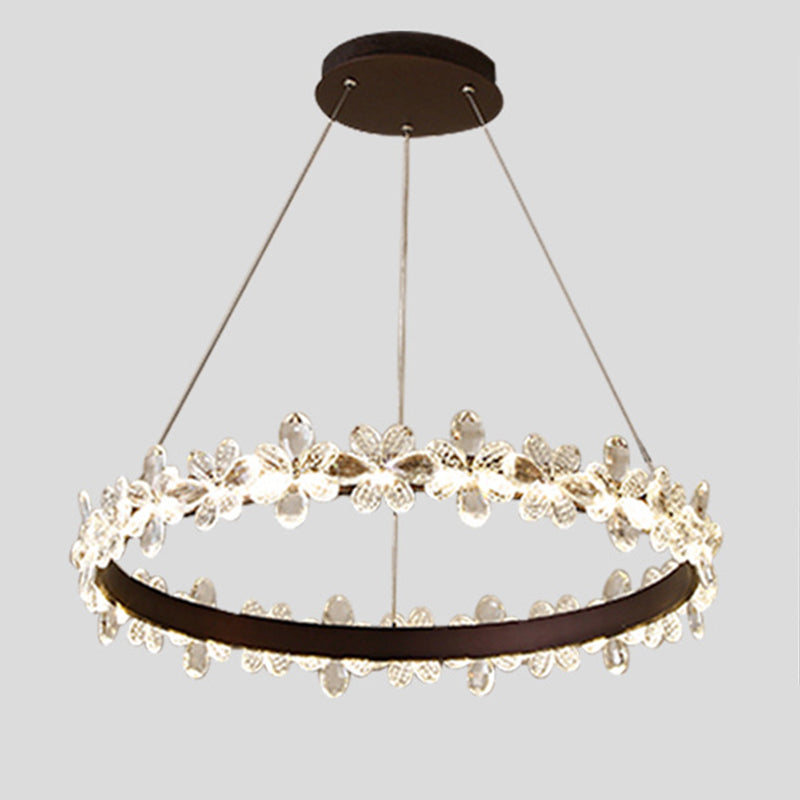 Modern Circular Pendant Chandelier Crystal Hanging Lamp