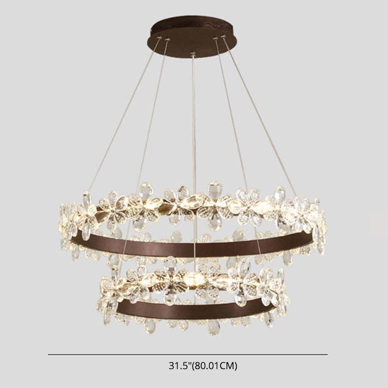 Modern Circular Pendant Chandelier Crystal Hanging Lamp