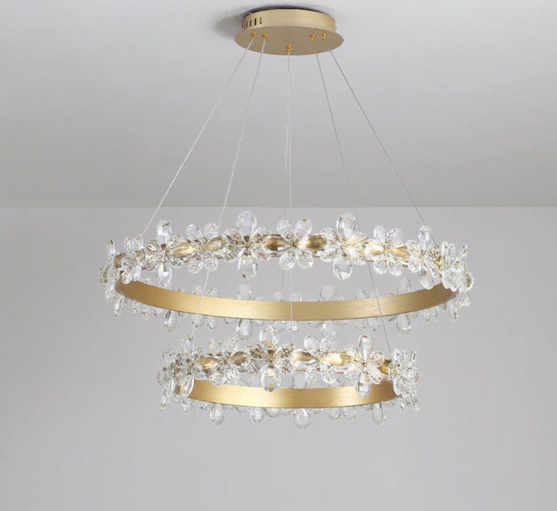 Modern Circular Pendant Chandelier Crystal Hanging Lamp