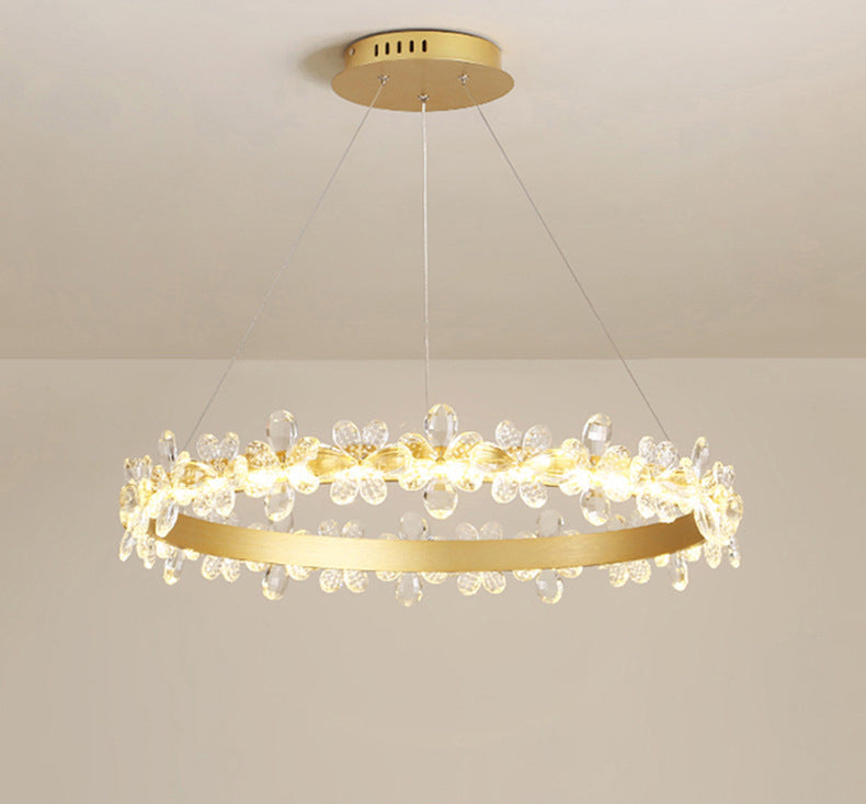 Modern Circular Pendant Chandelier Crystal Hanging Lamp