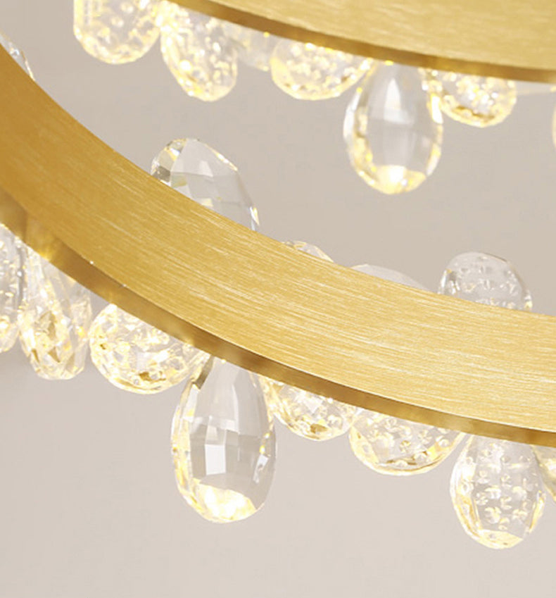 Modern Circular Pendant Chandelier Crystal Hanging Lamp