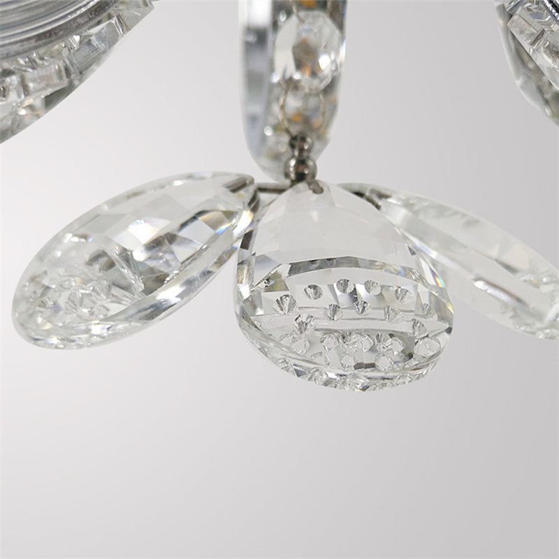 Crystal Butterfly Suspended Lighting Fixture Modern LED Ceiling Hung Fixture in Chrome