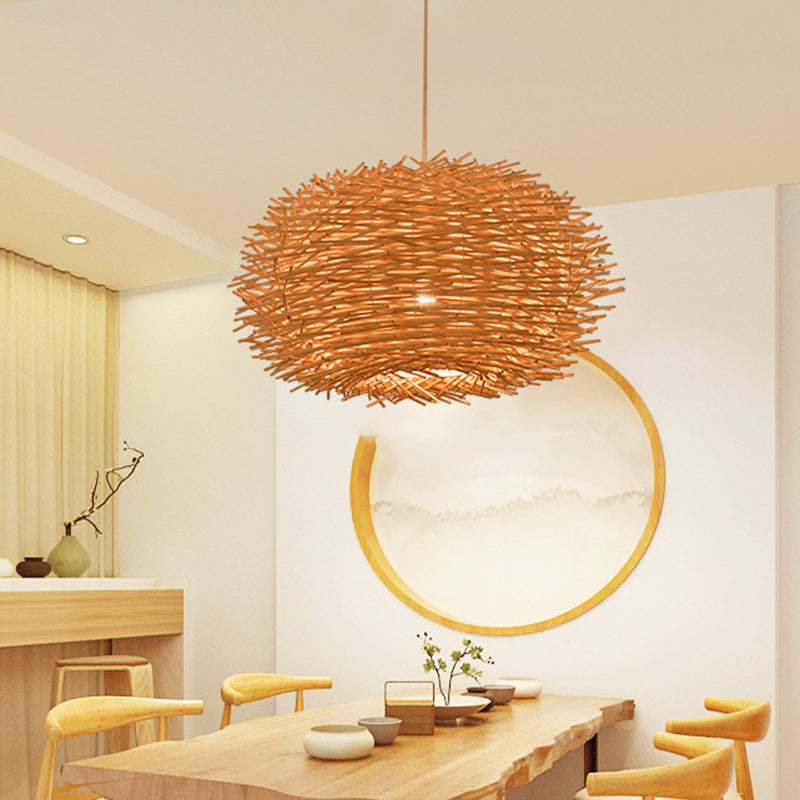 Bird's Nest Creative Creative Hanging Light Style Asian Stile Simplicità Bamboo Se in terapia con un filo sospeso da 39,3 "