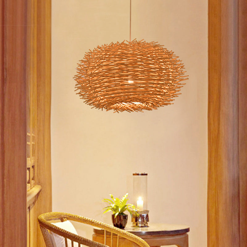 Bird's Nest Creative Creative Hanging Light Style Asian Stile Simplicità Bamboo Se in terapia con un filo sospeso da 39,3 "