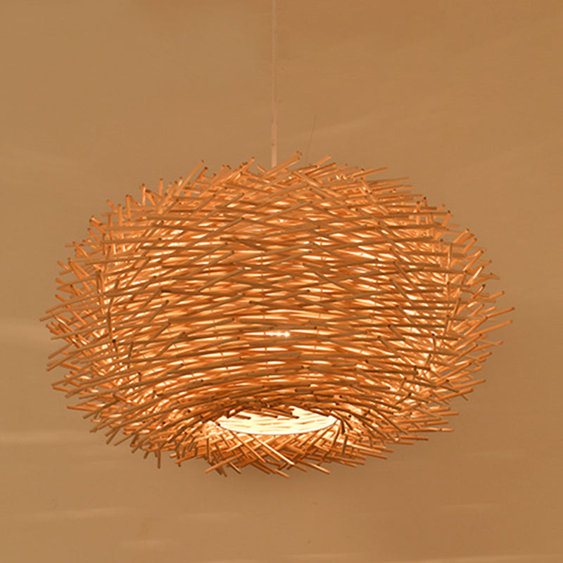 Bird's Nest Creative Creative Hanging Light Style Asian Stile Simplicità Bamboo Se in terapia con un filo sospeso da 39,3 "