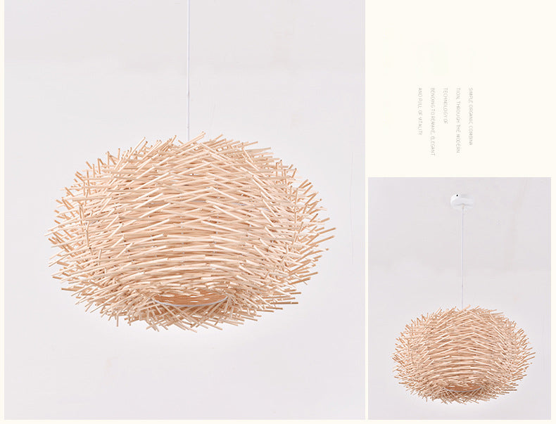 Bird's Nest Creative Creative Hanging Light Style Asian Stile Simplicità Bamboo Se in terapia con un filo sospeso da 39,3 "