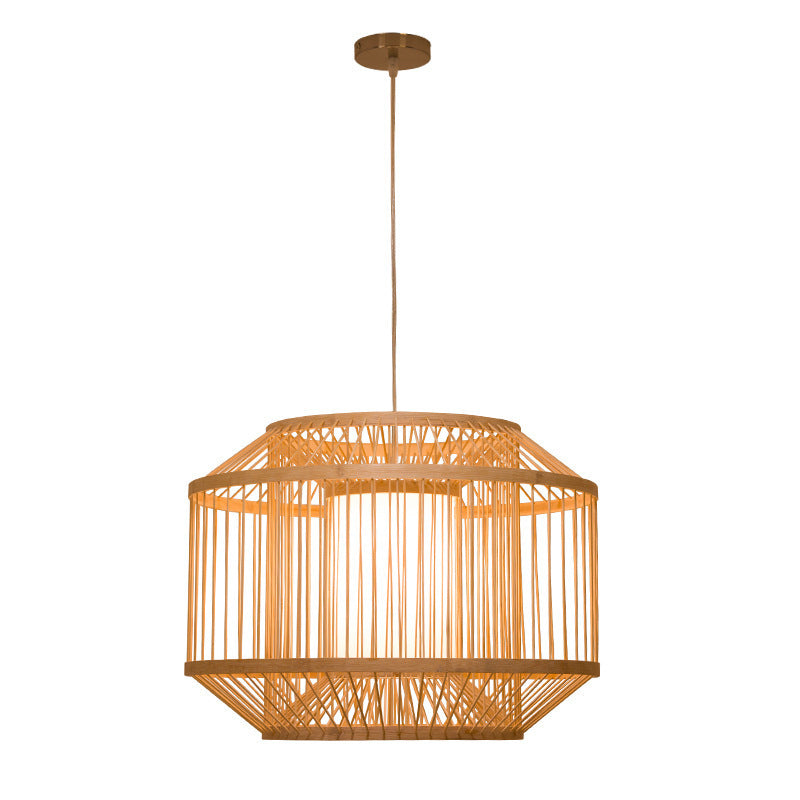 Birgin Bambou Bamboo tissage Éclairage Pendentif Pendre de style japonais Shade 1-Light Suspended Lampe