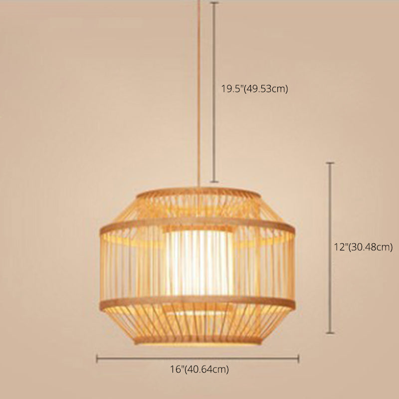 Birgin Bambou Bamboo tissage Éclairage Pendentif Pendre de style japonais Shade 1-Light Suspended Lampe