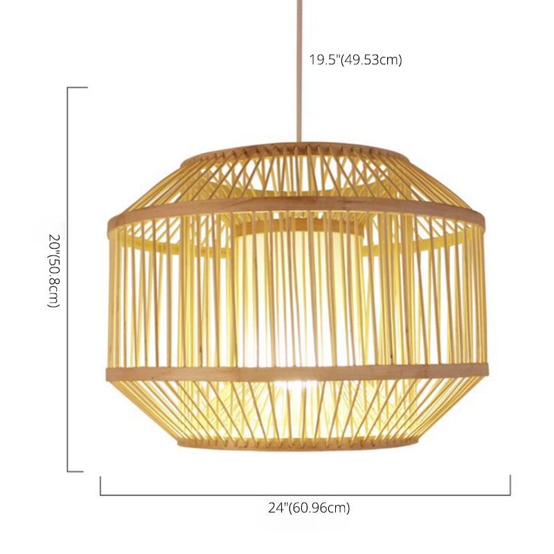 Birgin Bambou Bamboo tissage Éclairage Pendentif Pendre de style japonais Shade 1-Light Suspended Lampe