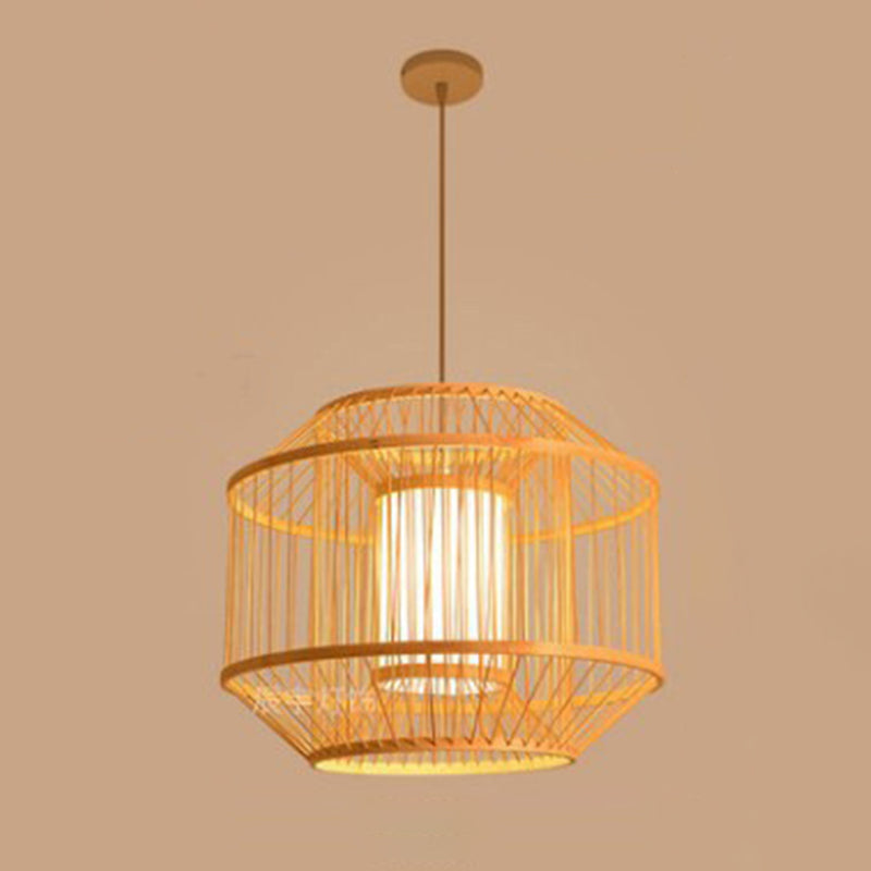 Birgin Bambou Bamboo tissage Éclairage Pendentif Pendre de style japonais Shade 1-Light Suspended Lampe