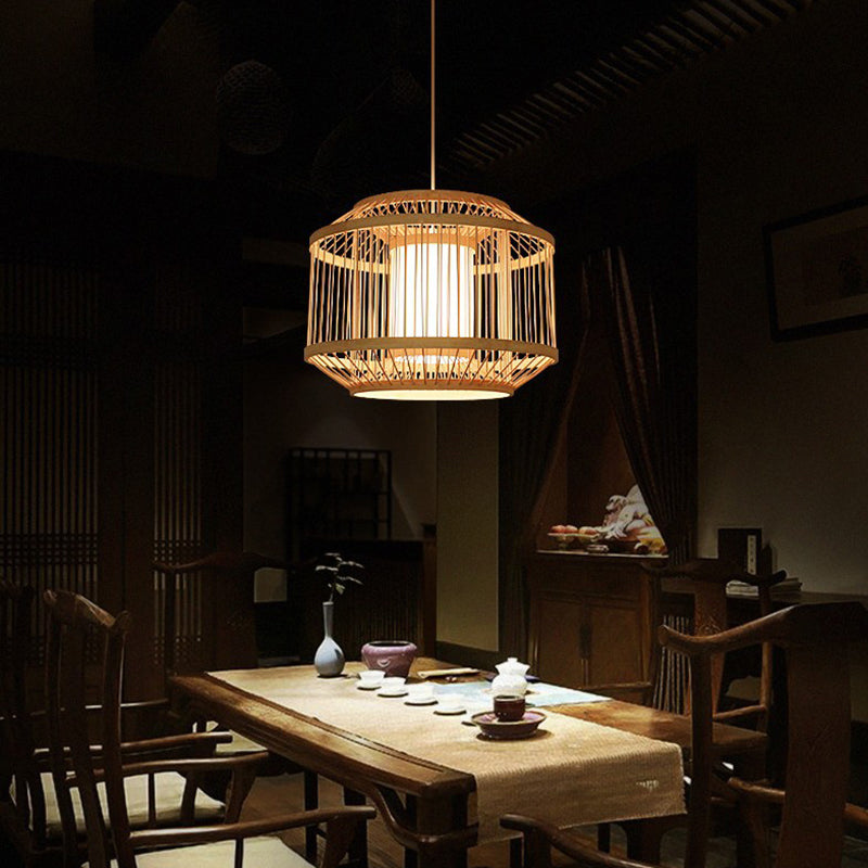 Birgin Bambou Bamboo tissage Éclairage Pendentif Pendre de style japonais Shade 1-Light Suspended Lampe