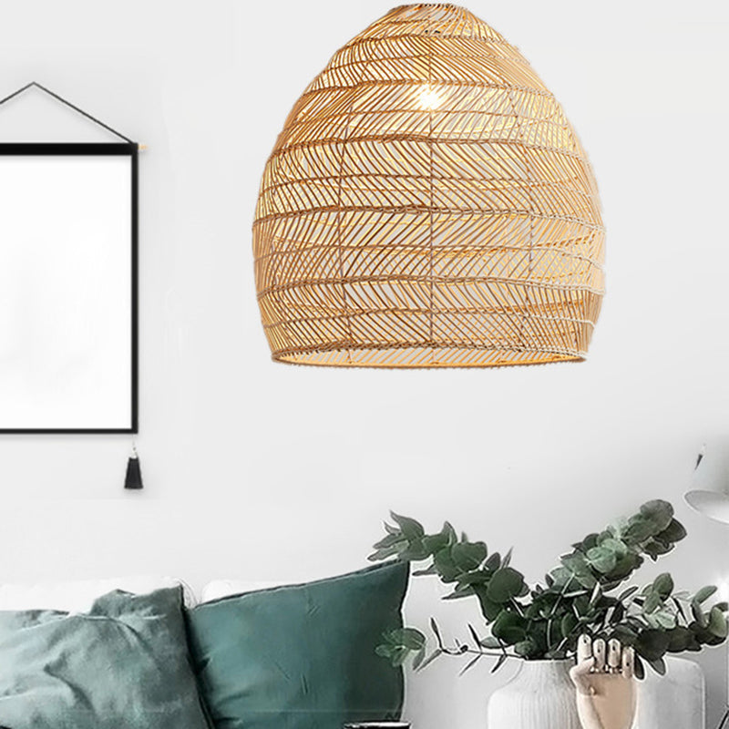 Tensione a forma di campana in tema a forma di lampada sospesa in stile contemporaneo a 1 luce in beige per sala da pranzo