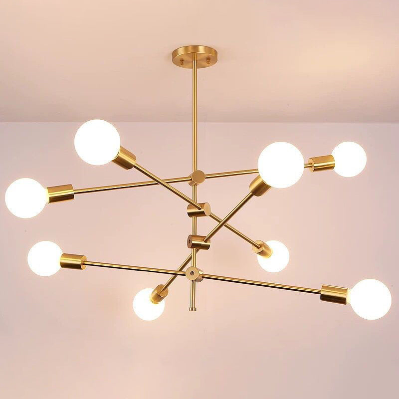 Molecular Metal Chandelier Lighting Industrial Exposed Bulb Hanging Pendant Light for Living Room