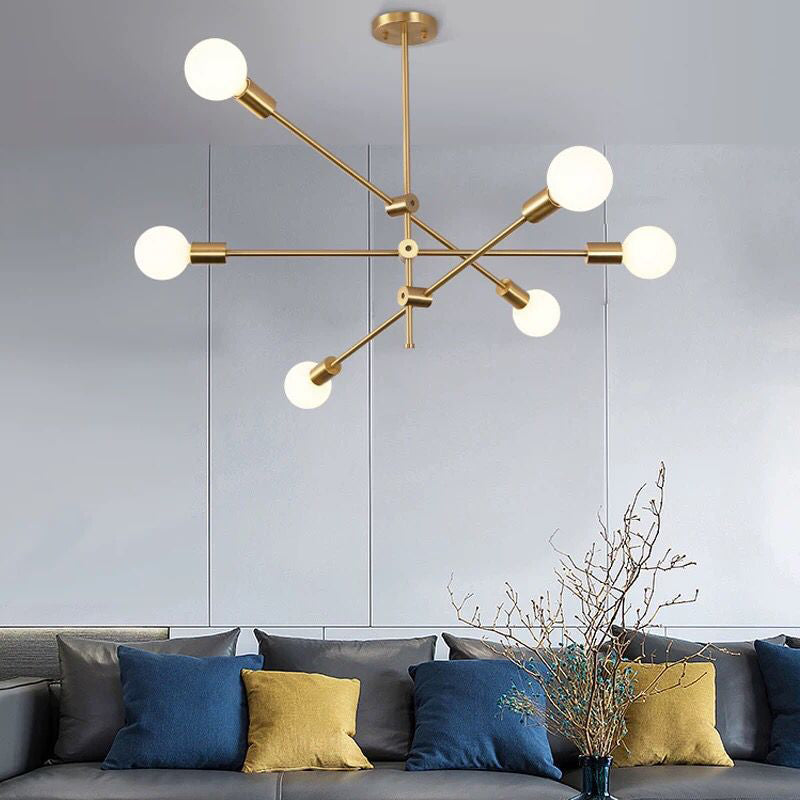 Molecular Metal Chandelier Lighting Industrial Exposed Bulb Hanging Pendant Light for Living Room