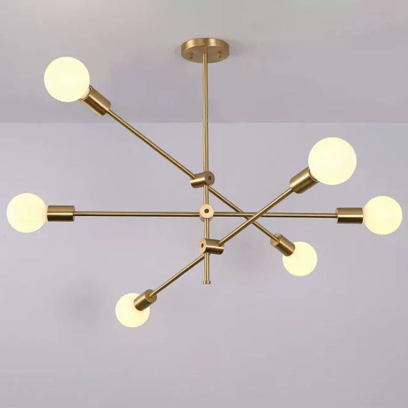 Molecular Metal Chandelier Lighting Industrial Exposed Bulb Hanging Pendant Light for Living Room