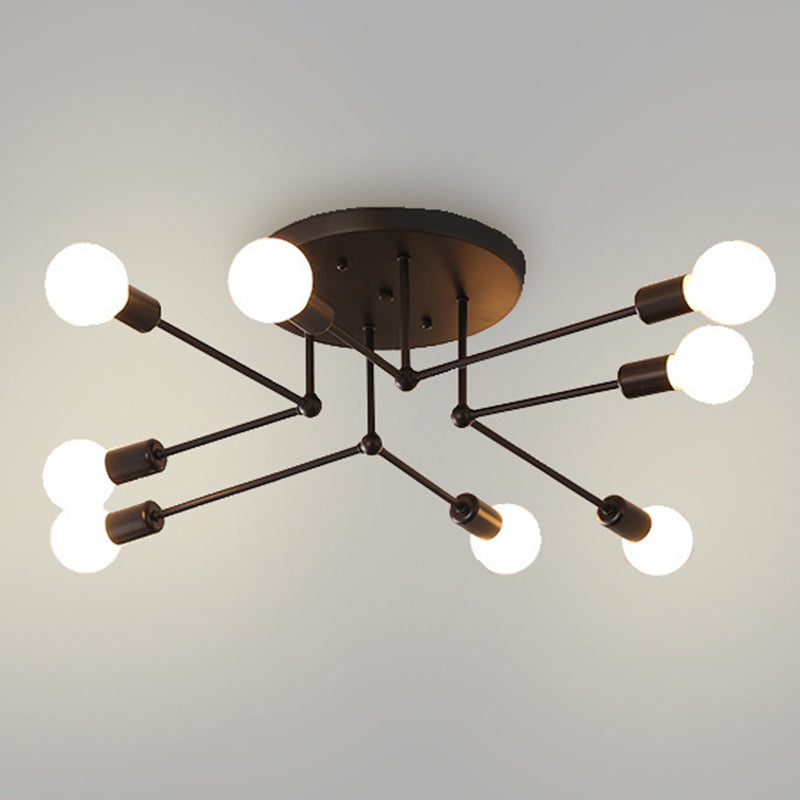 Moderne metalen plafondverlichting retro sputnik ontwerp semi -spoelbevestiging verlichting voor woonkamer