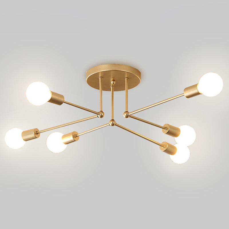 Moderne metalen plafondverlichting retro sputnik ontwerp semi -spoelbevestiging verlichting voor woonkamer