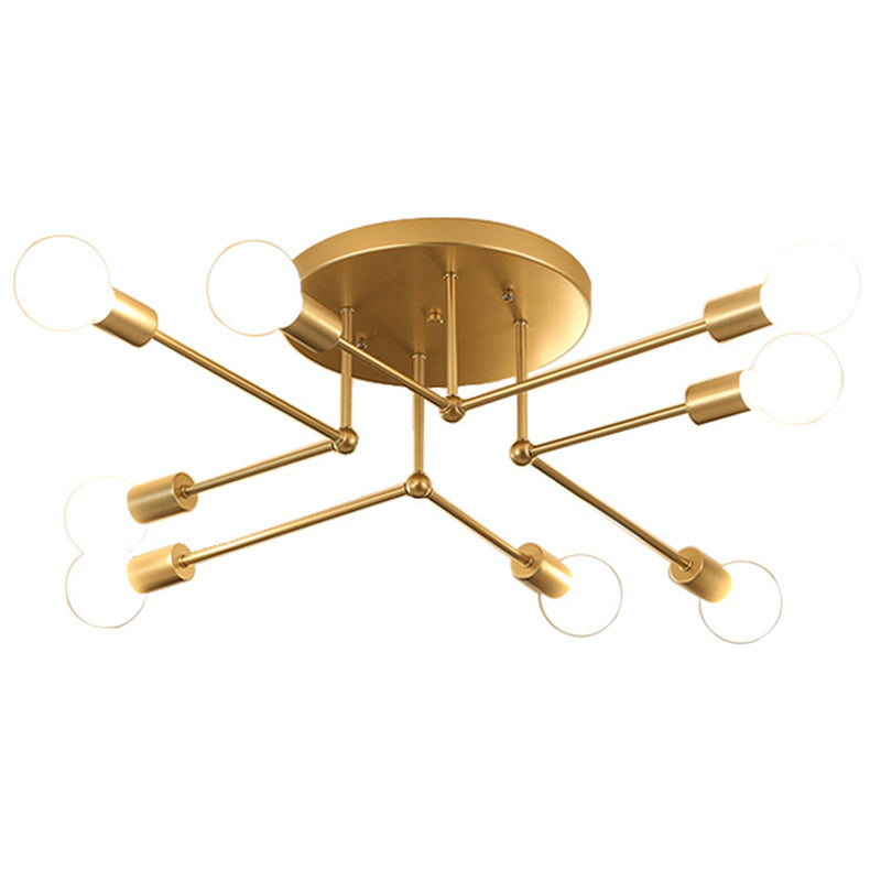 Modern Metal Ceiling Lighting Retro Sputnik Design Semi Flush Mount Lighting for Living Room