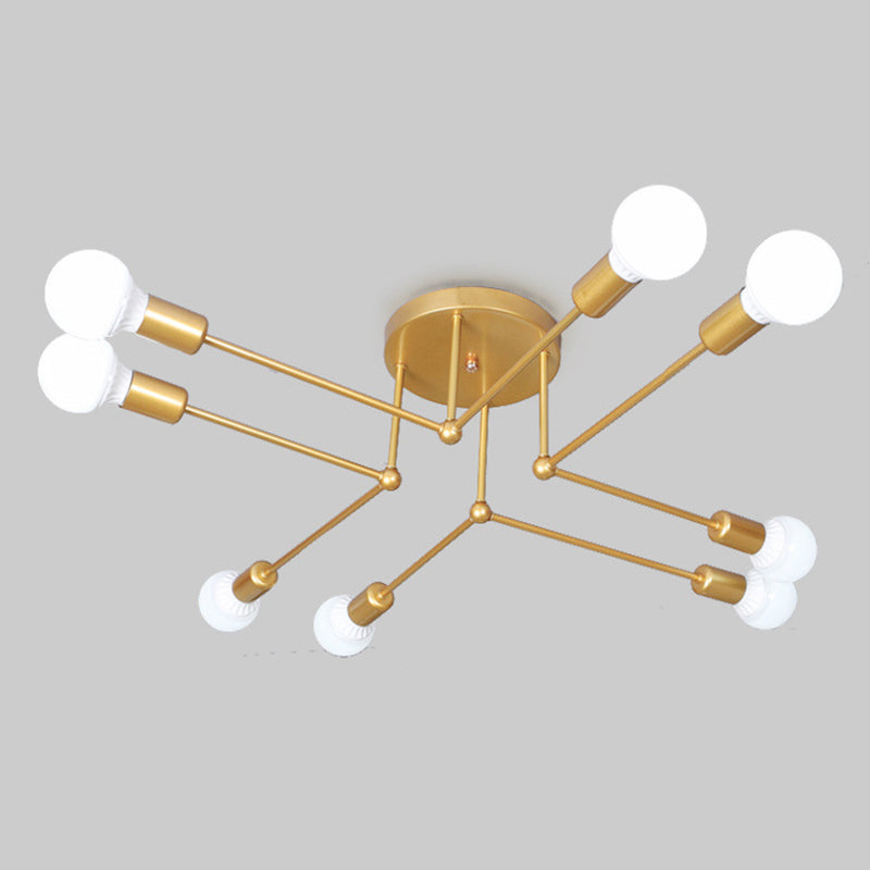 Modern Metal Ceiling Lighting Retro Sputnik Design Semi Flush Mount Lighting for Living Room