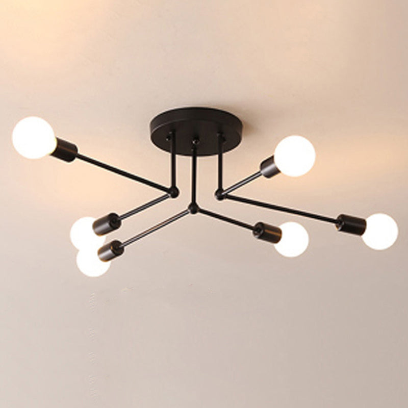 Modern Metal Ceiling Lighting Retro Sputnik Design Semi Flush Mount Lighting for Living Room