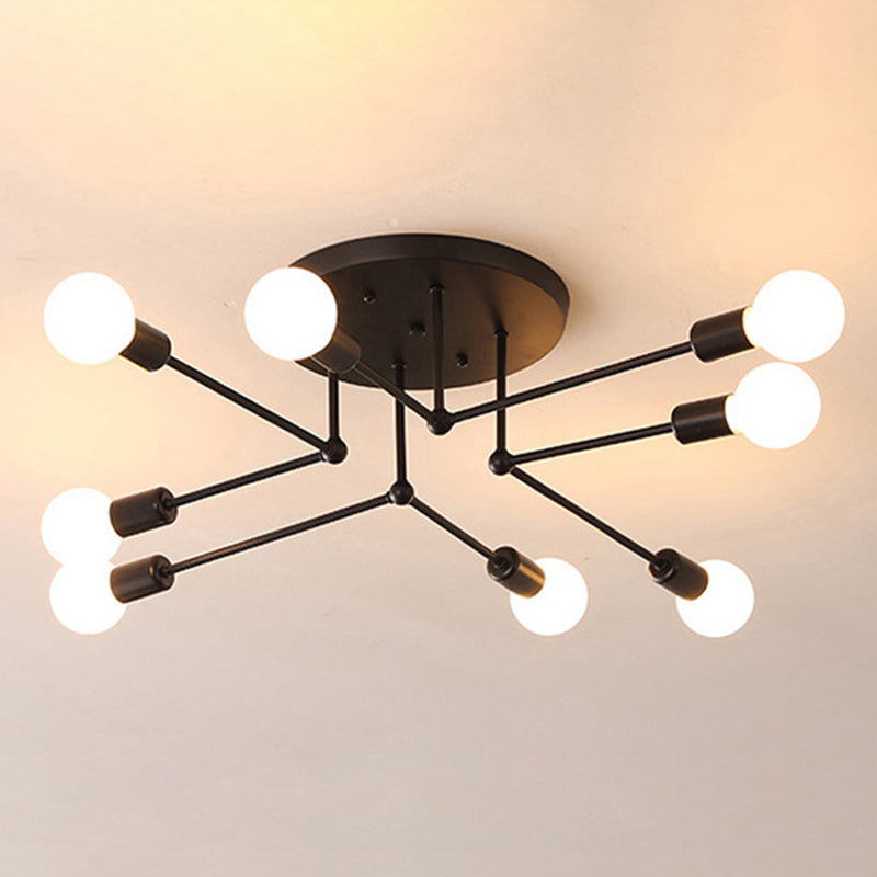 Modern Metal Ceiling Lighting Retro Sputnik Design Semi Flush Mount Lighting for Living Room