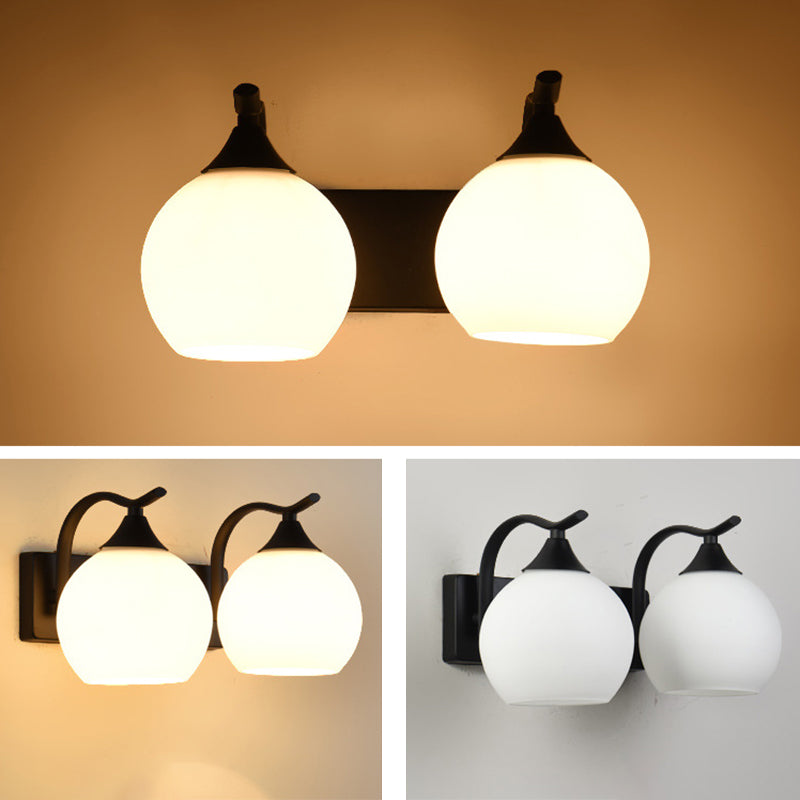 Contemporary Simplicity Globe Wall Mount Lighting Milk Glass Wall Mounted Light Fixture for Bedroom